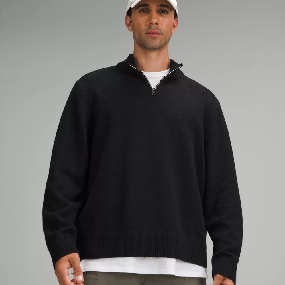 Relaxed Fit Half Zip Knit Sweater